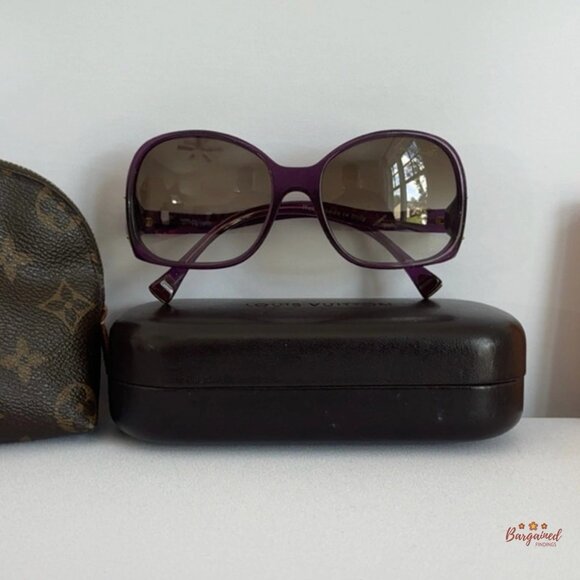 Authentic LOUIS VUITTON Purple Glitter Oversized Sunglasses Z0533W main image 4